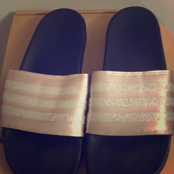 adidas glitter sliders